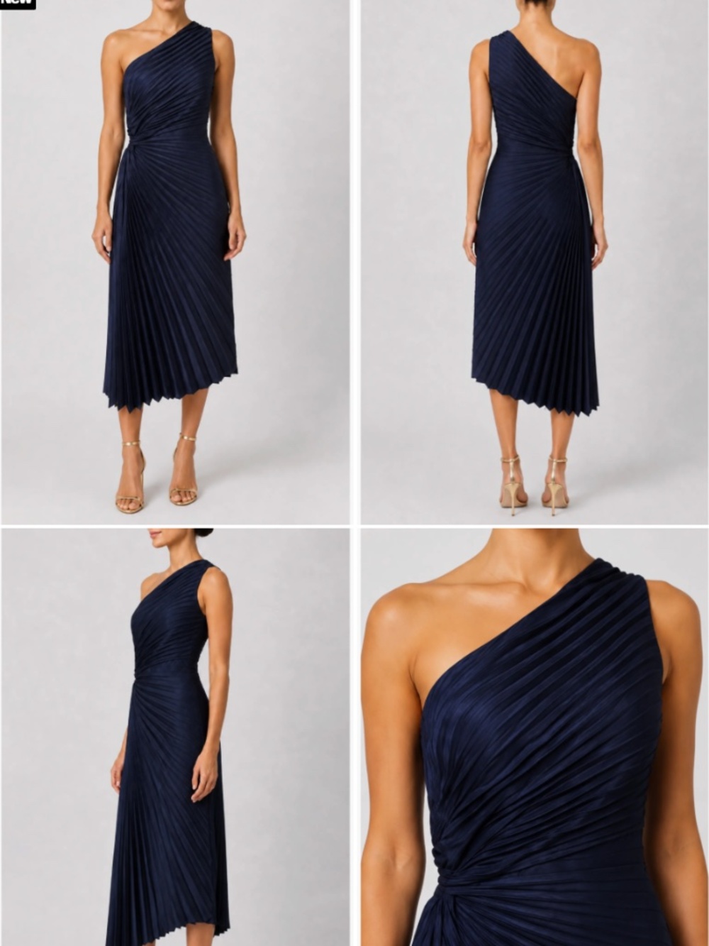 Nicole Miller Satin Pleat one-shoulder dress (S6)